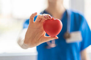 Female doctor is holding a heart in the hands. Heart is a life!